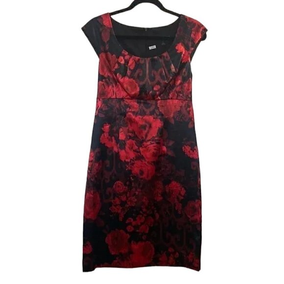 Connected Aparail black satin floral dress size 6 - Picture 1 of 5